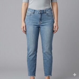 FDJ‎ French Dressing Jeans Christina Mid-Rise Straight Raw Hem 10 Blue